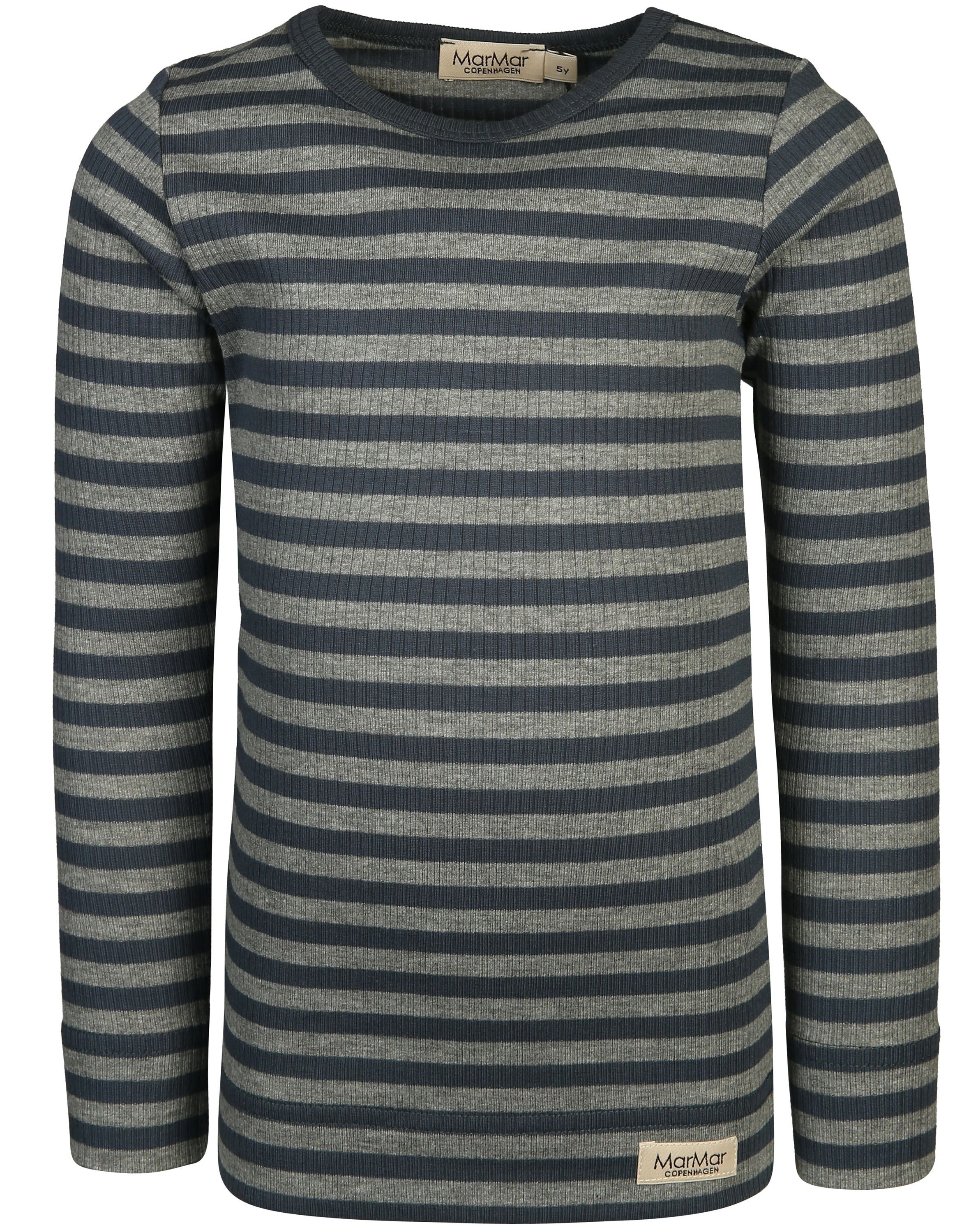 Langarmshirt RIB STRIPE in blue/grey melange