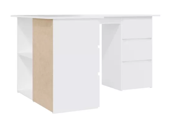 Bureau d'angle Blanc 145x100x76 cm Bois d'ingénierie