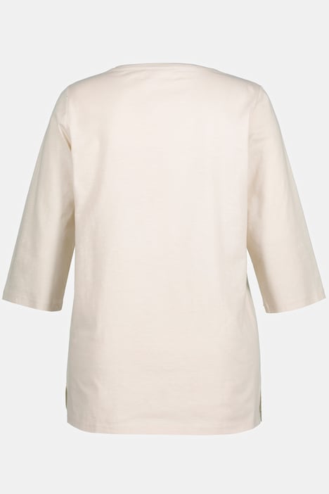 Shirt, Taschen, Rundhals, 3/4-Arm, Biobaumwolle