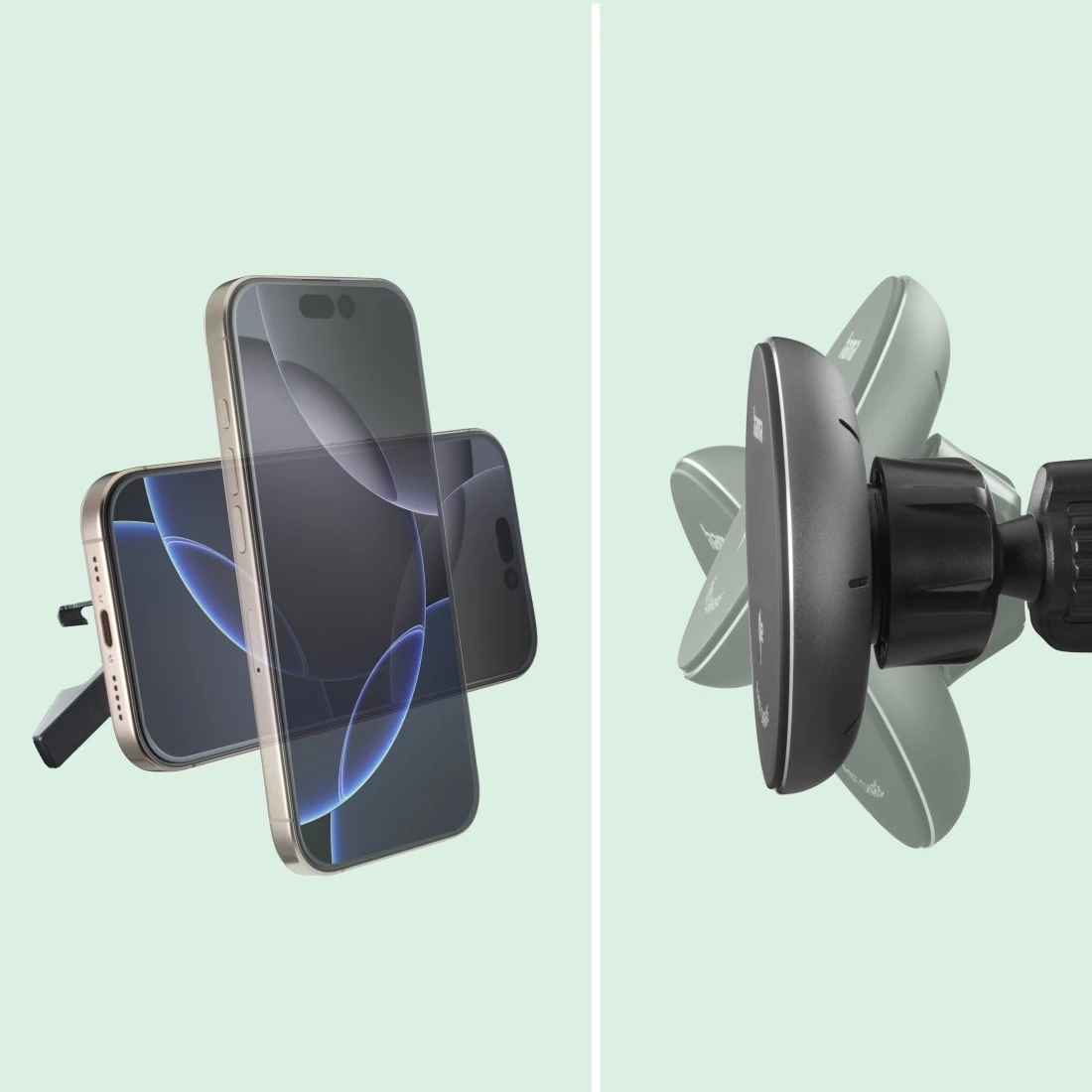 Hama - (15W) MagSafe Auto KFZ Halterung für Lüftungsgitter Qi2 Wireless Fast Charging Ladestation (00201736) - Schwarz