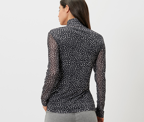 Gepunktetes Mesh-Rollkragenshirt
