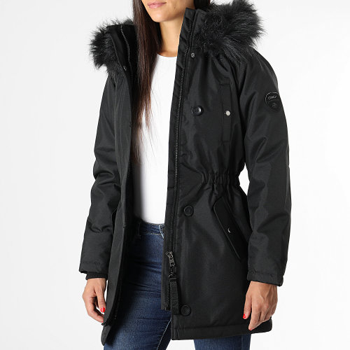 Parka Capuche Fourrure Femme Iris Noir Noir