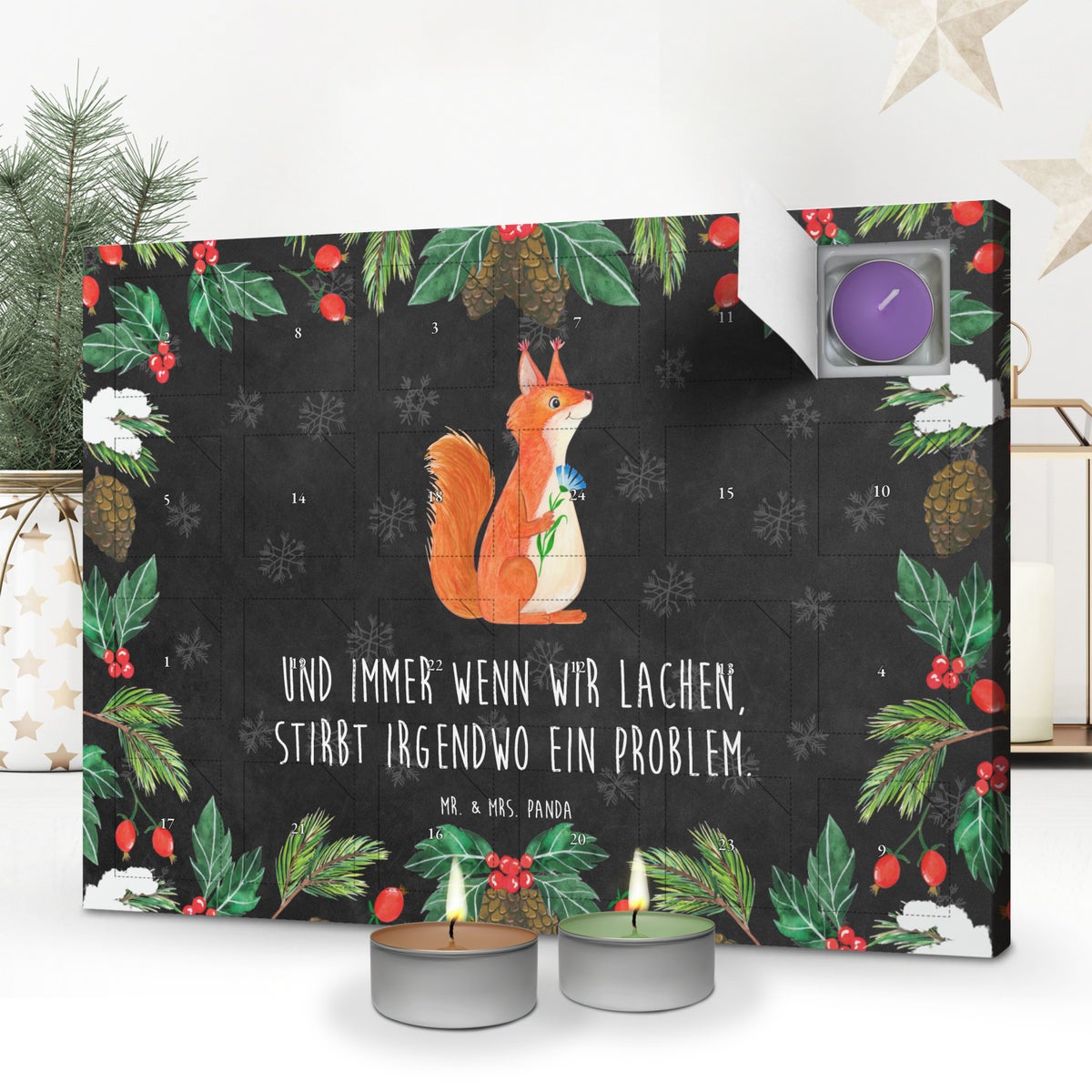 Mr. & Mrs. Panda Geurkaars Adventskalender Eekhoornbloem - Zwart