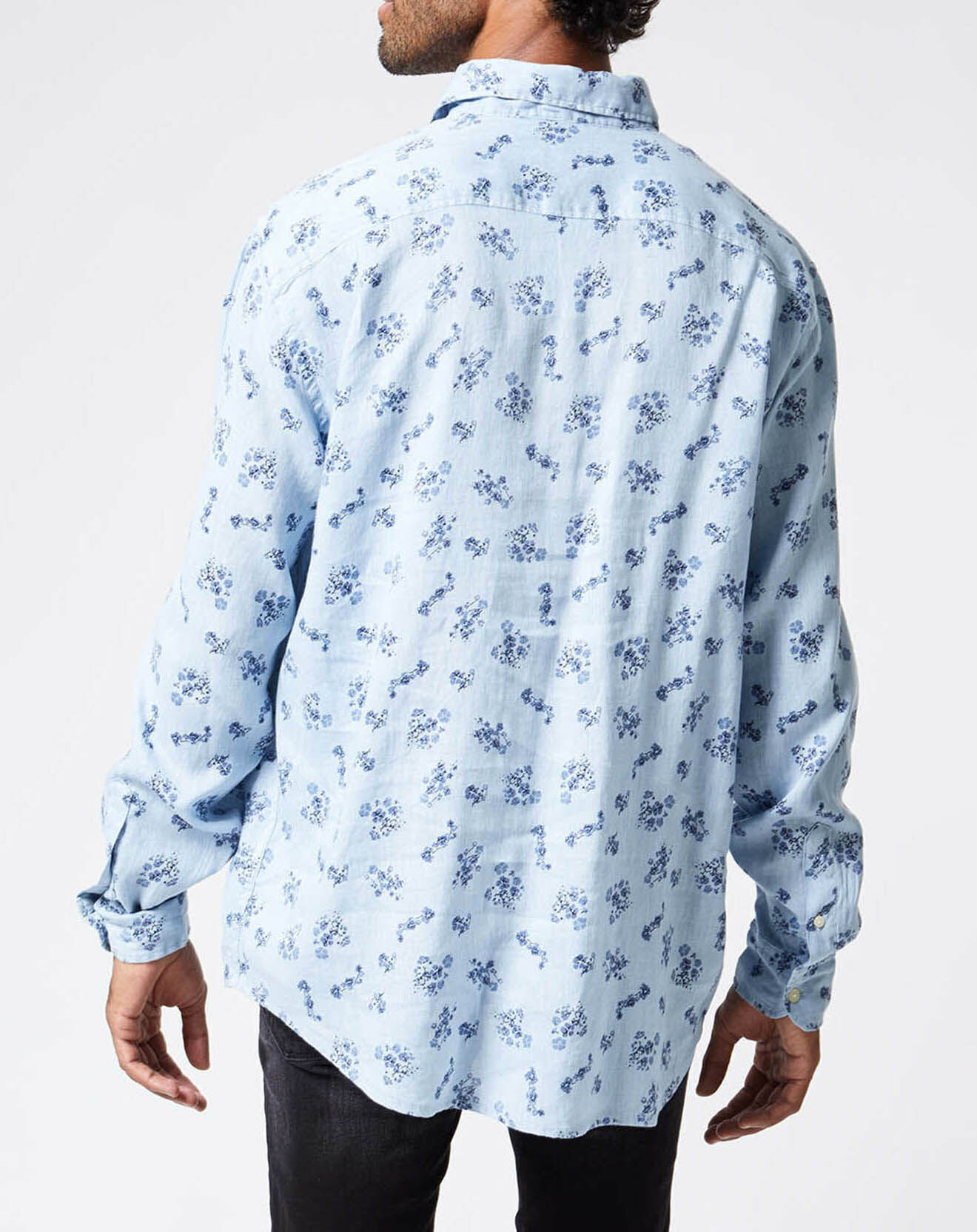 Pepe Jeans Chemise 100% Lin Broadway Fleurs bleu clair