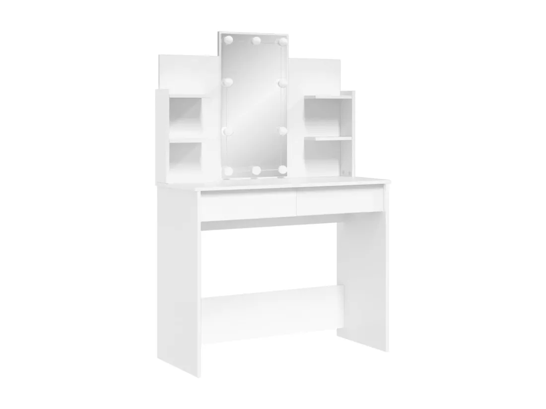 Coiffeuse avec lumières LED blanc 96x40x142 cm