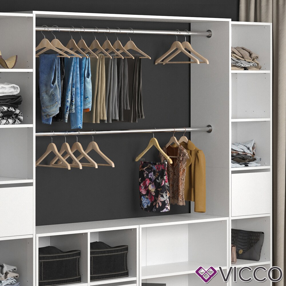 VICCO Kleiderschrank GUEST XXL offen begehbar Regal Kleiderständer Schrank weiß