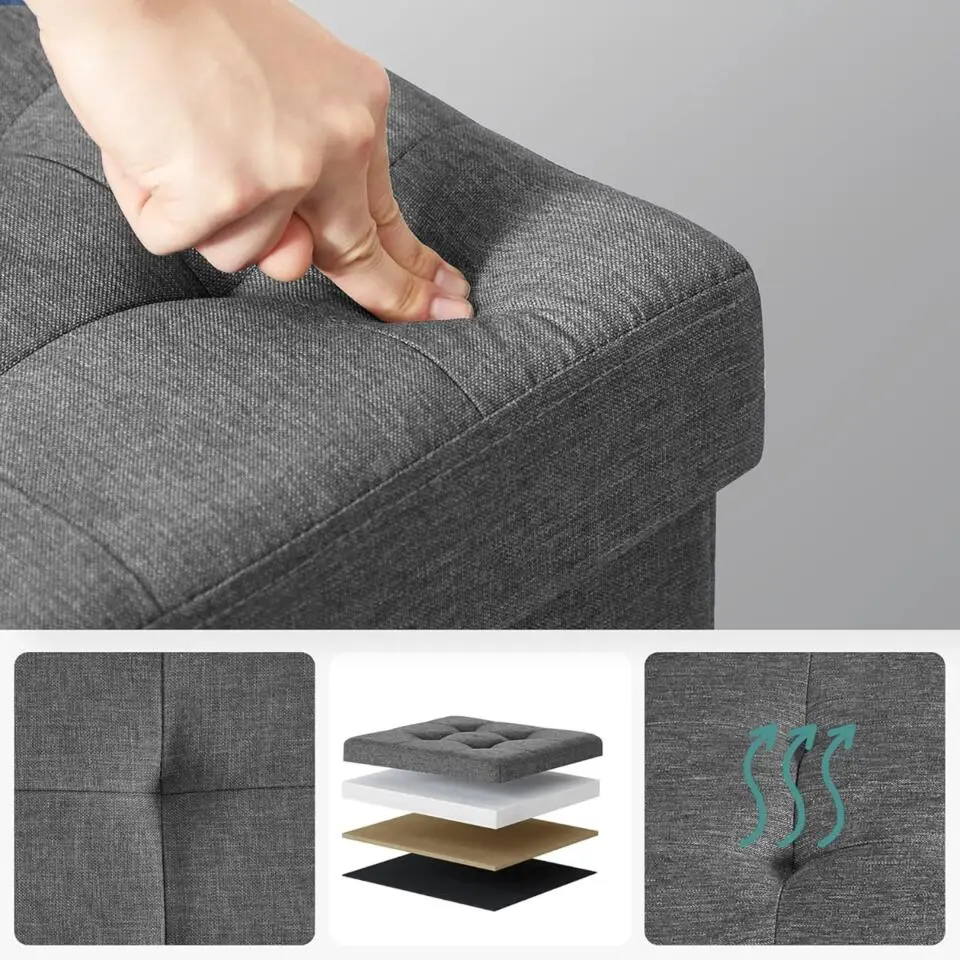 Parya Home - Grijze Poef - Hocker - Donkergrijs