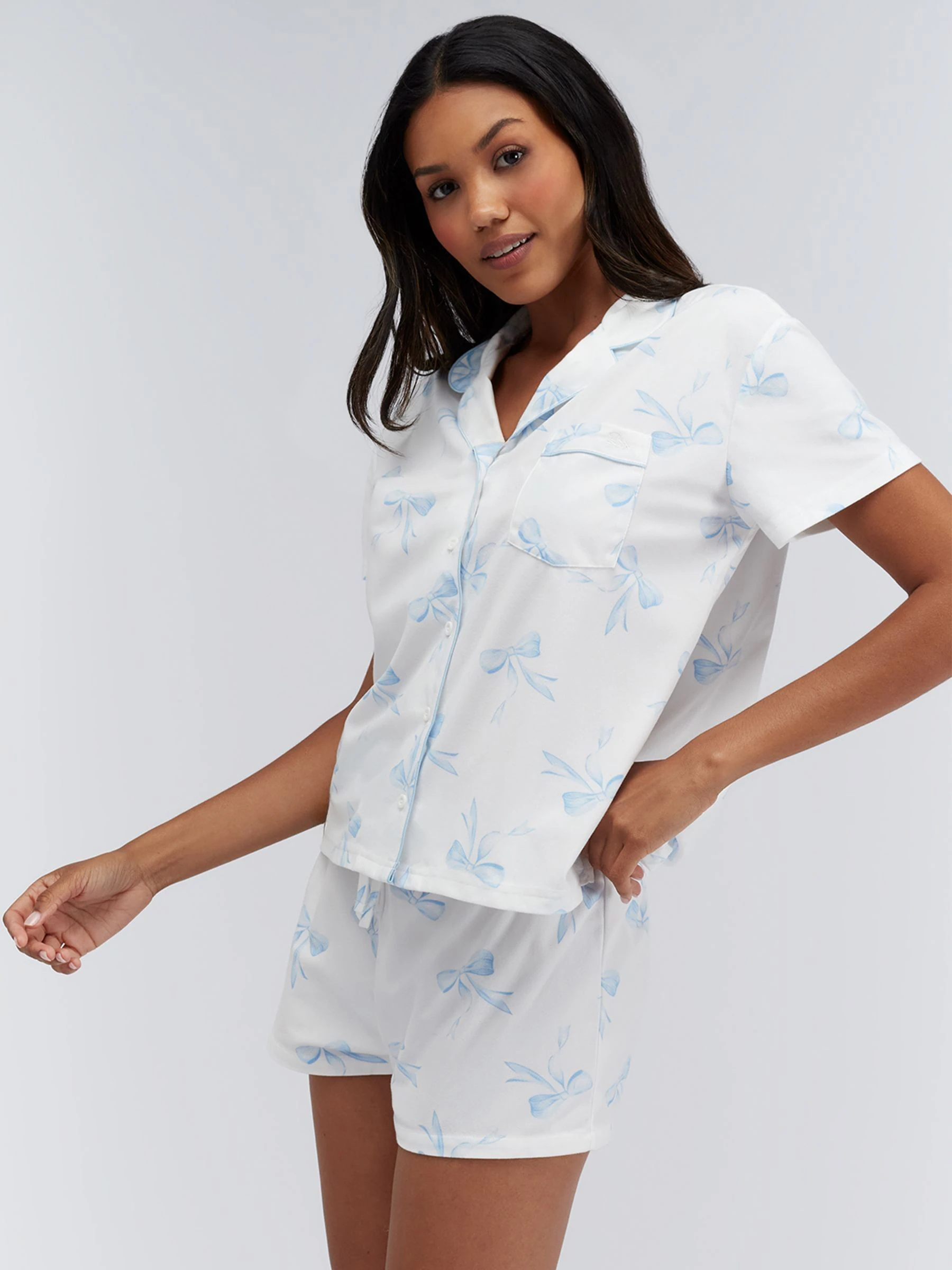 Wit/blauwe strik print - Boux Avenue Pyjamas In a Bag