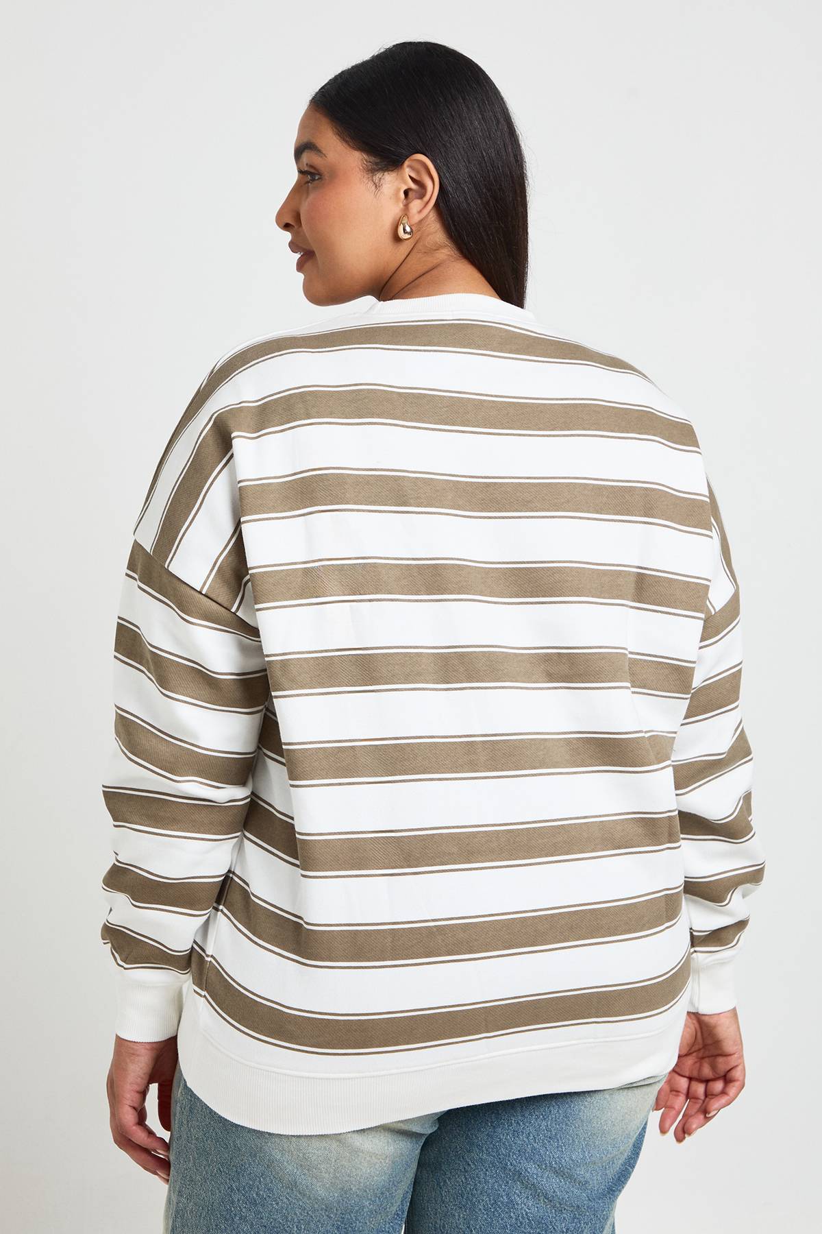 boohoo Sweat-shirt Oversize À Rayures Grande Taille
