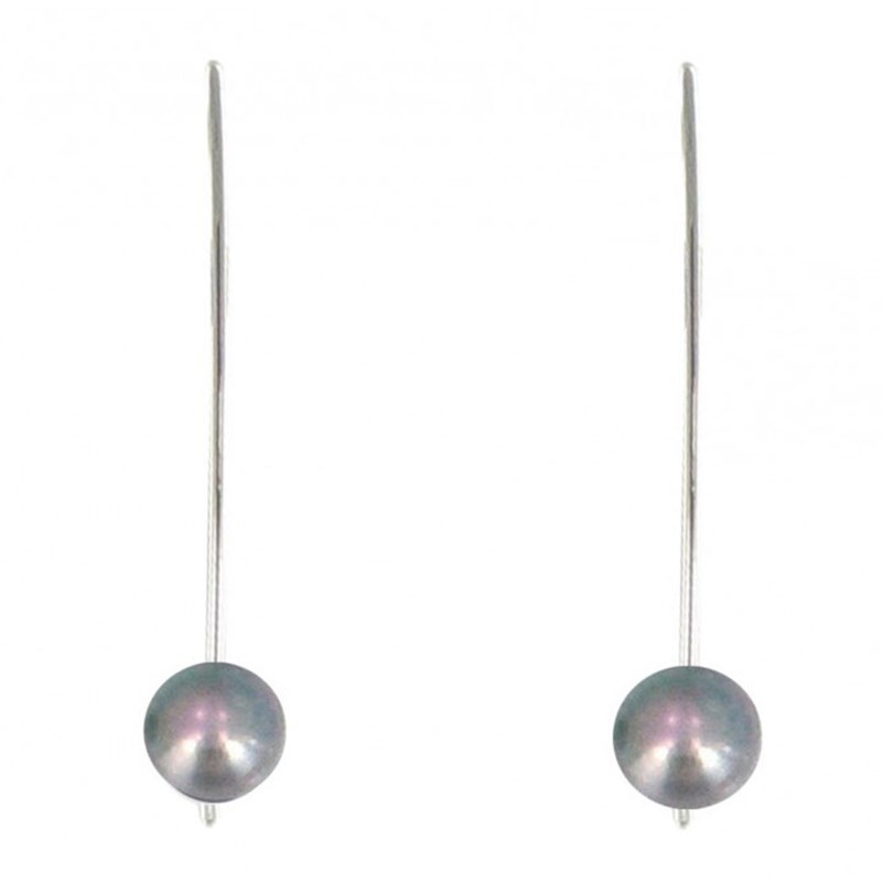 Boucles d'Oreilles Argent Rhodié Crochet Perle de Culture 6 mm - Classics