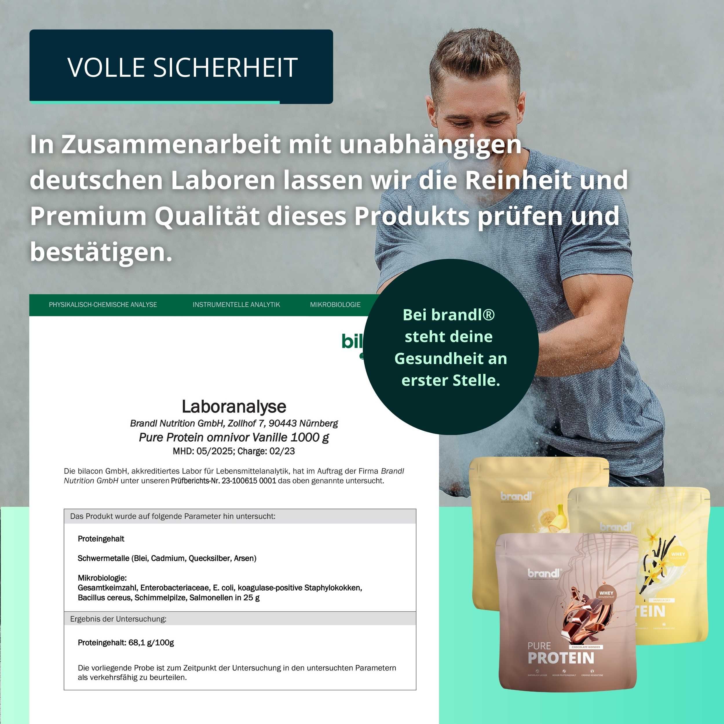 brandl® Pure Protein 2.0 Veganes Proteinpulver | Eiweißpulver Vegan mit natürlichem Aroma