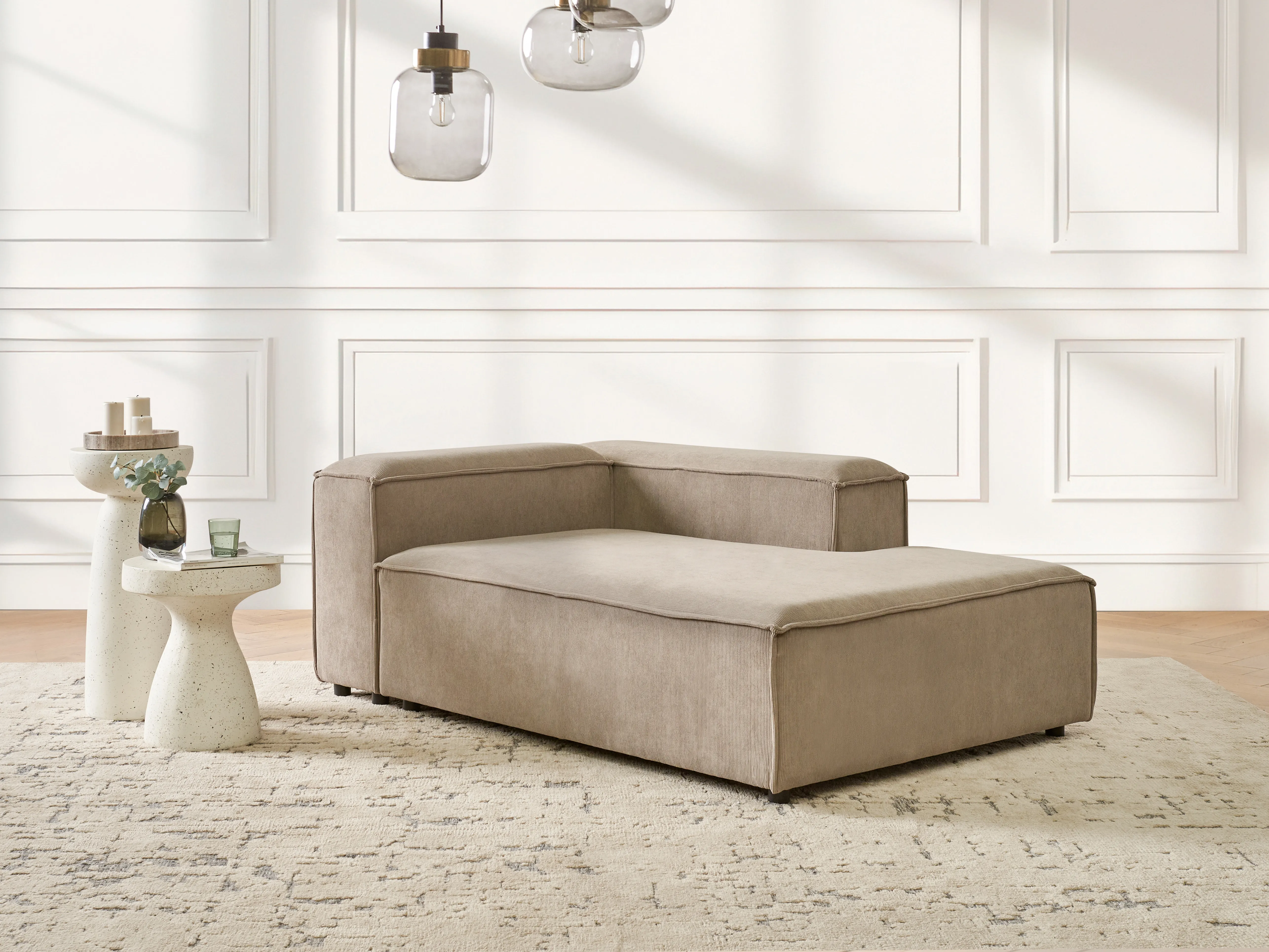Linkszijdige chaise longue ARDAL Corduroy Lichtbruin