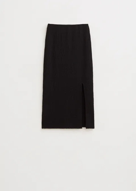 Maxi rok met structuur zwart (ZWART)