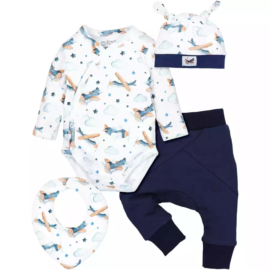 Nini 4tlg Set Herbst, Winter weiß dunkelblau