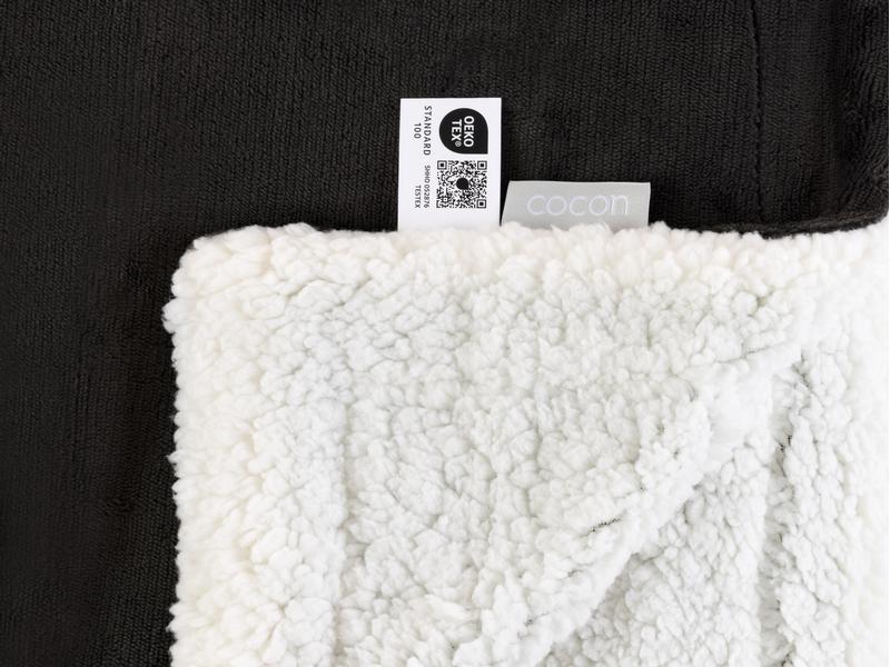 COCON Decke Fleece Sherpa 150 x 200 cm, Anthrazit-Weiss Flauschige Fleecedecke