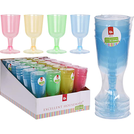 Vinglas i plastik 4-pak – flere varianter – assorteret