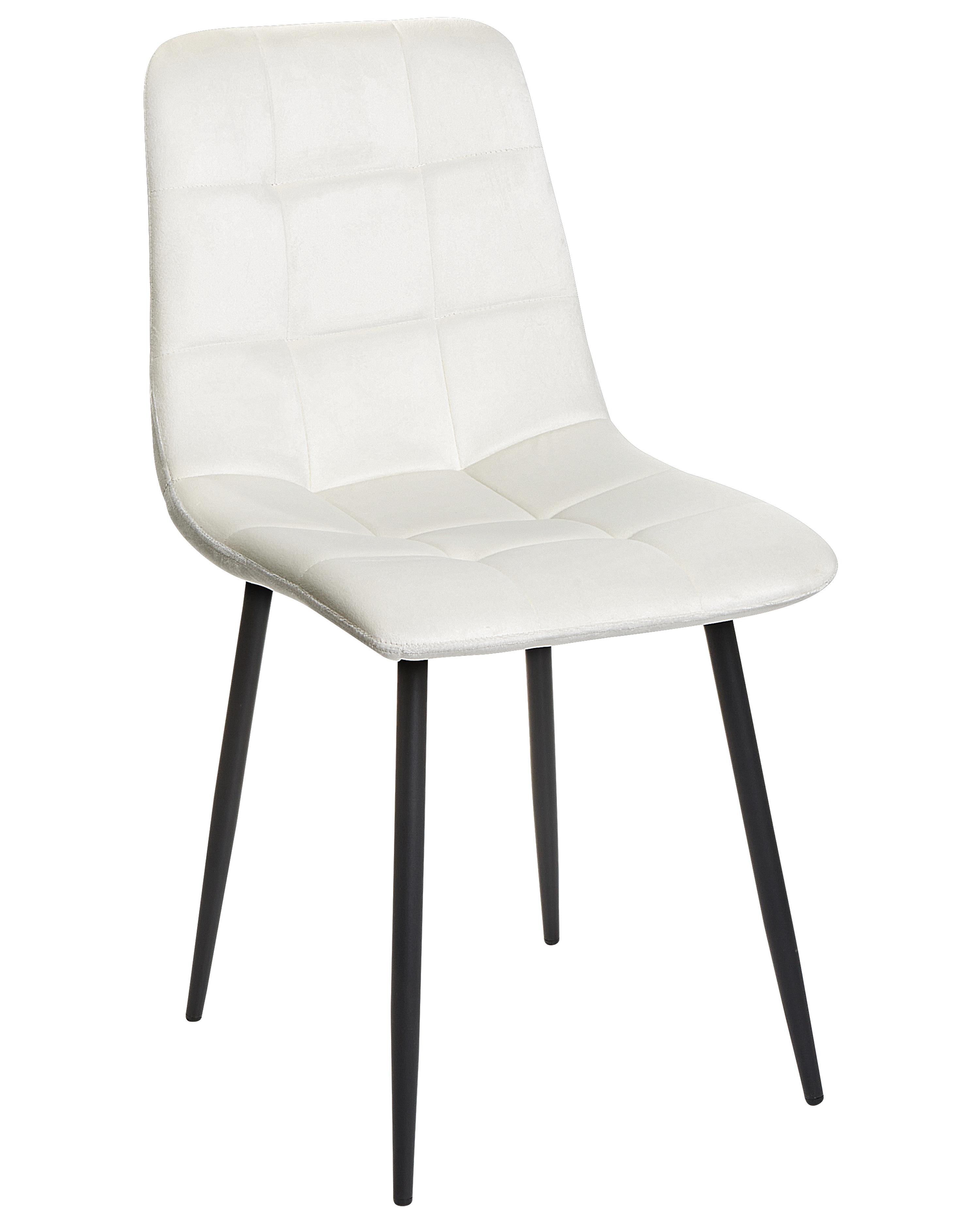 Set van 4 eetkamerstoelen POWELL Fluweel Gebroken wit