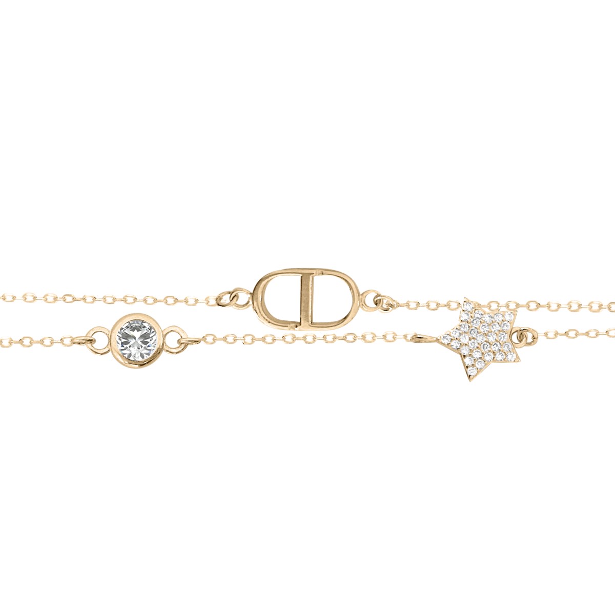 Bracelet plaqué or avec oxydes de zirconium