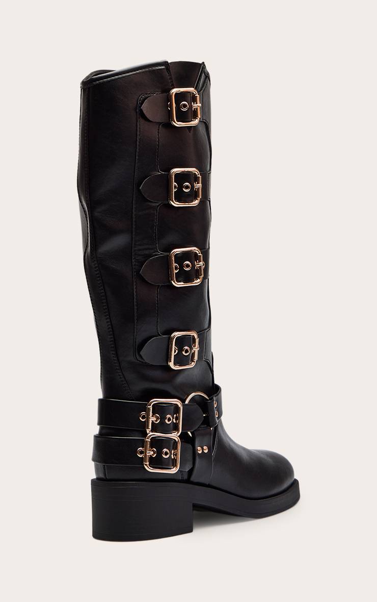 Noir Bottes Hautes En Synthétiquecuir Avec Détails À Boucles