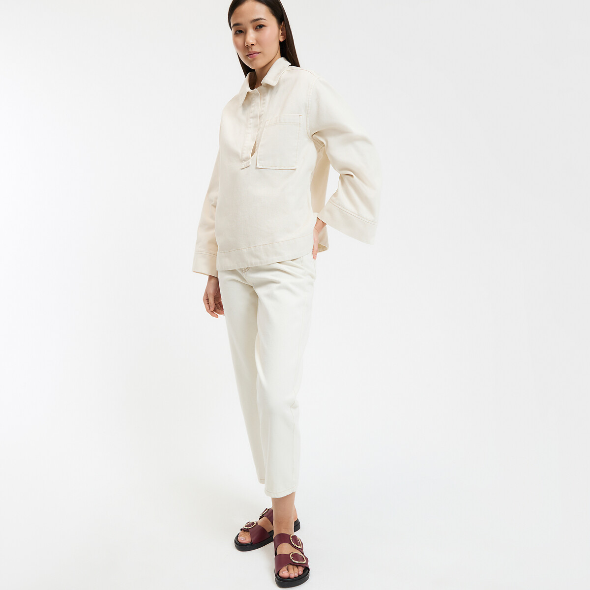 LA REDOUTE COLLECTIONS<br>Jaqueta camisa jeans de algodão