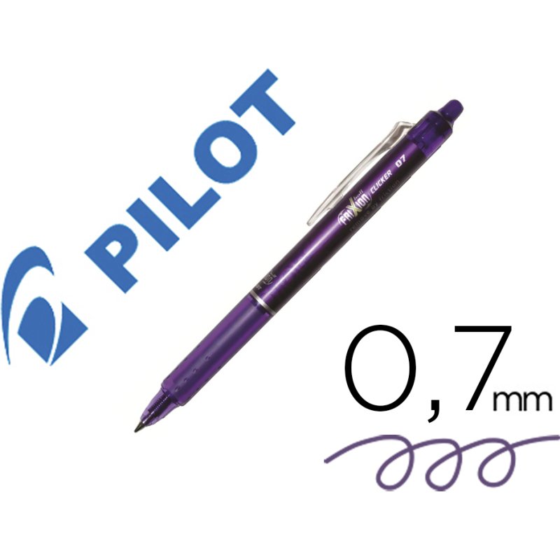 Roller pilot frixion ball clicker retractable ecriture moyenne pointe 0,7mm encre gel rechargeable coloris mauve