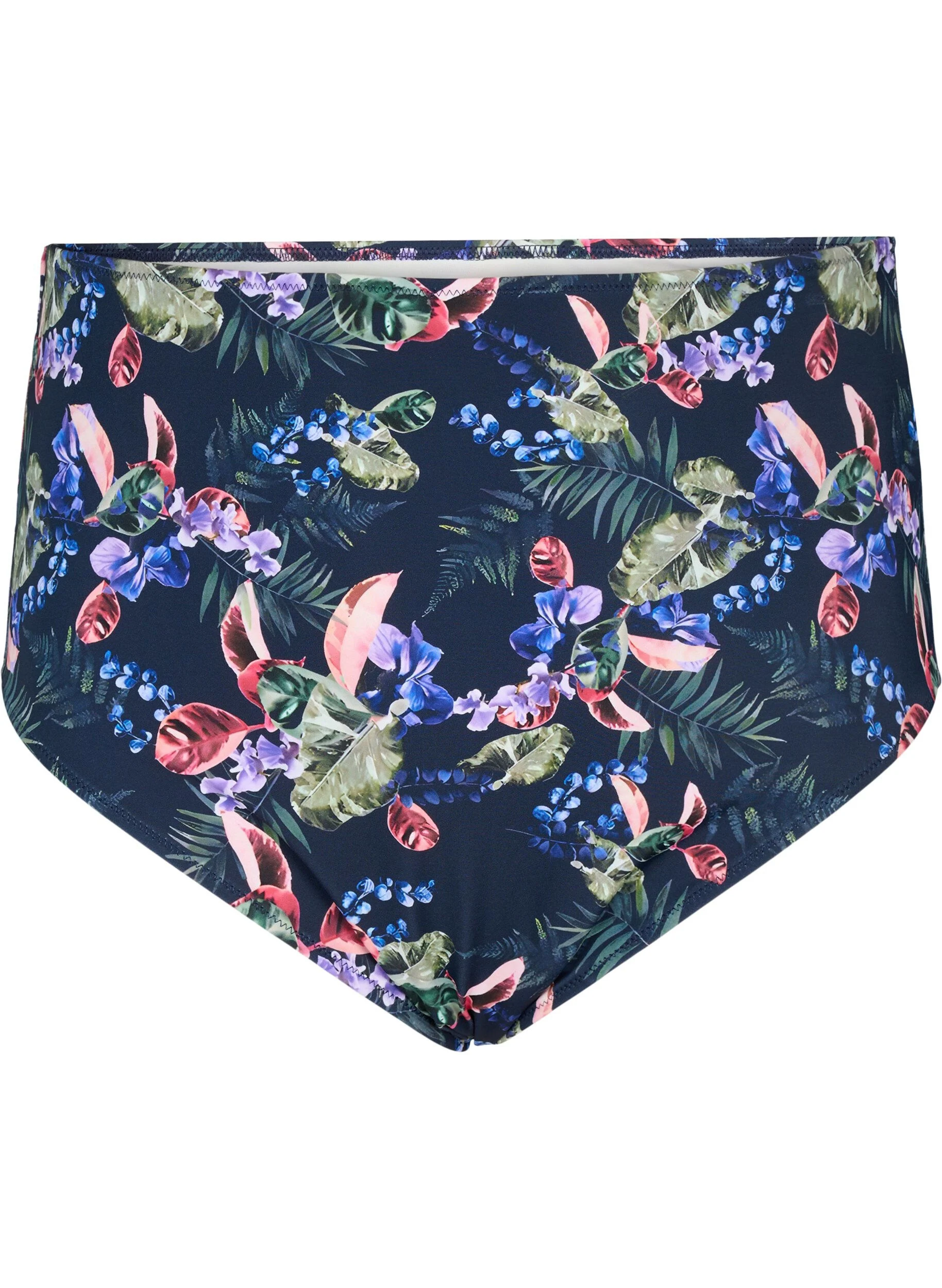 Højtaljet bikinitrusse med print