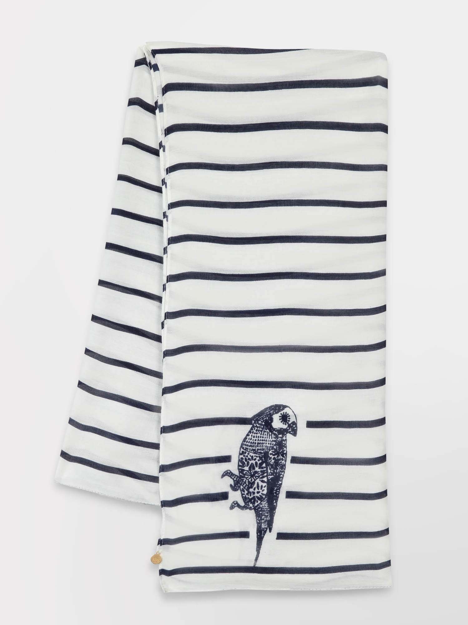 Foulard Femme Rayures Fines Blanc & Marine
