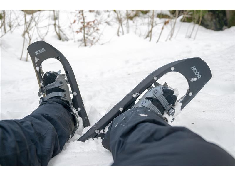 KOOR Schneeschuh Arduus Highlander S/M Schwarz Steigeisen und Fersenplatte aus Aluminium für jedes Gelände