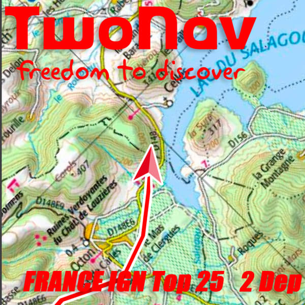 Compteur vélo TWONAV FRANCE IGN TOP25 2 DEPARTAMENTS