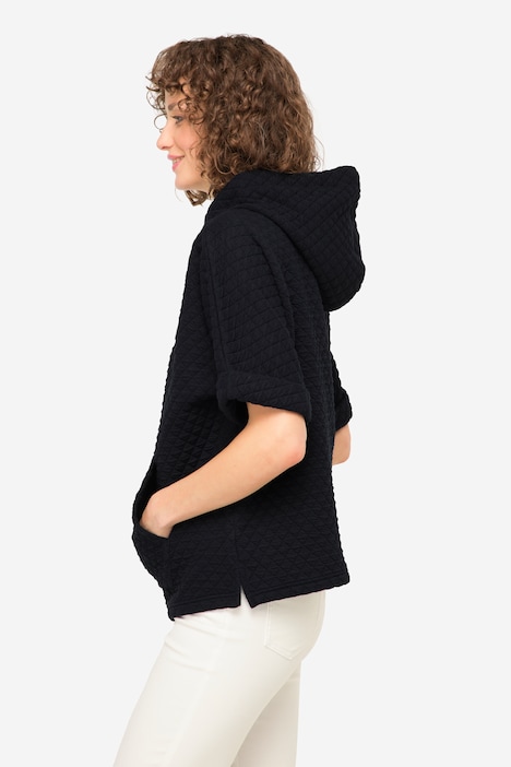 Sweat-Pullunder, Waffel-Jacquard, Kapuze, Kängurutasche, OEKO-TEX