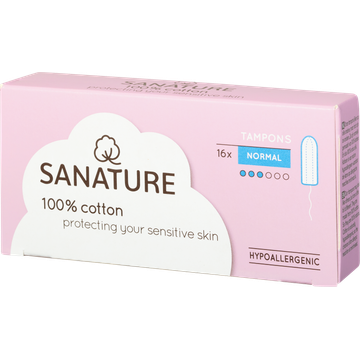 Sanature 100% Katoenen Tampons Normal 16 Stuks