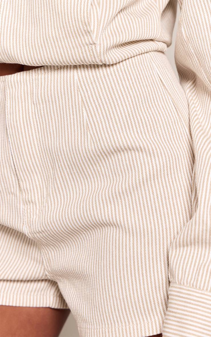 Blanc Short Taille Basse À Rayures Coupe Tall