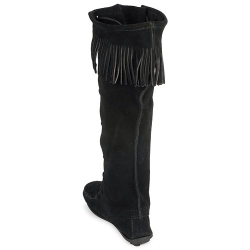 Minnetonka - FRONT LACE HARDSOLE KNEE HI BOOT - Noir