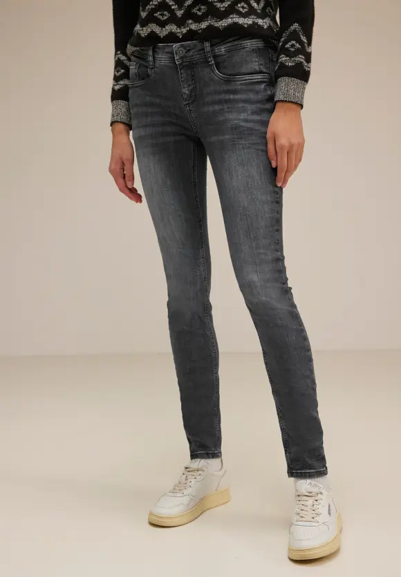 Graue Slim Fit Jeans - steel grey netwash