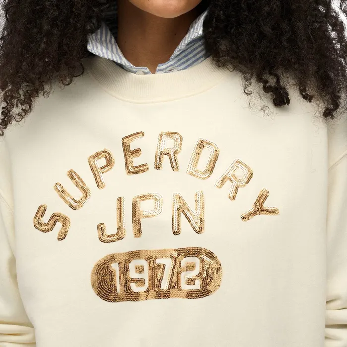 Superdry Embellished Varsity Loose Crew Sweater Dames