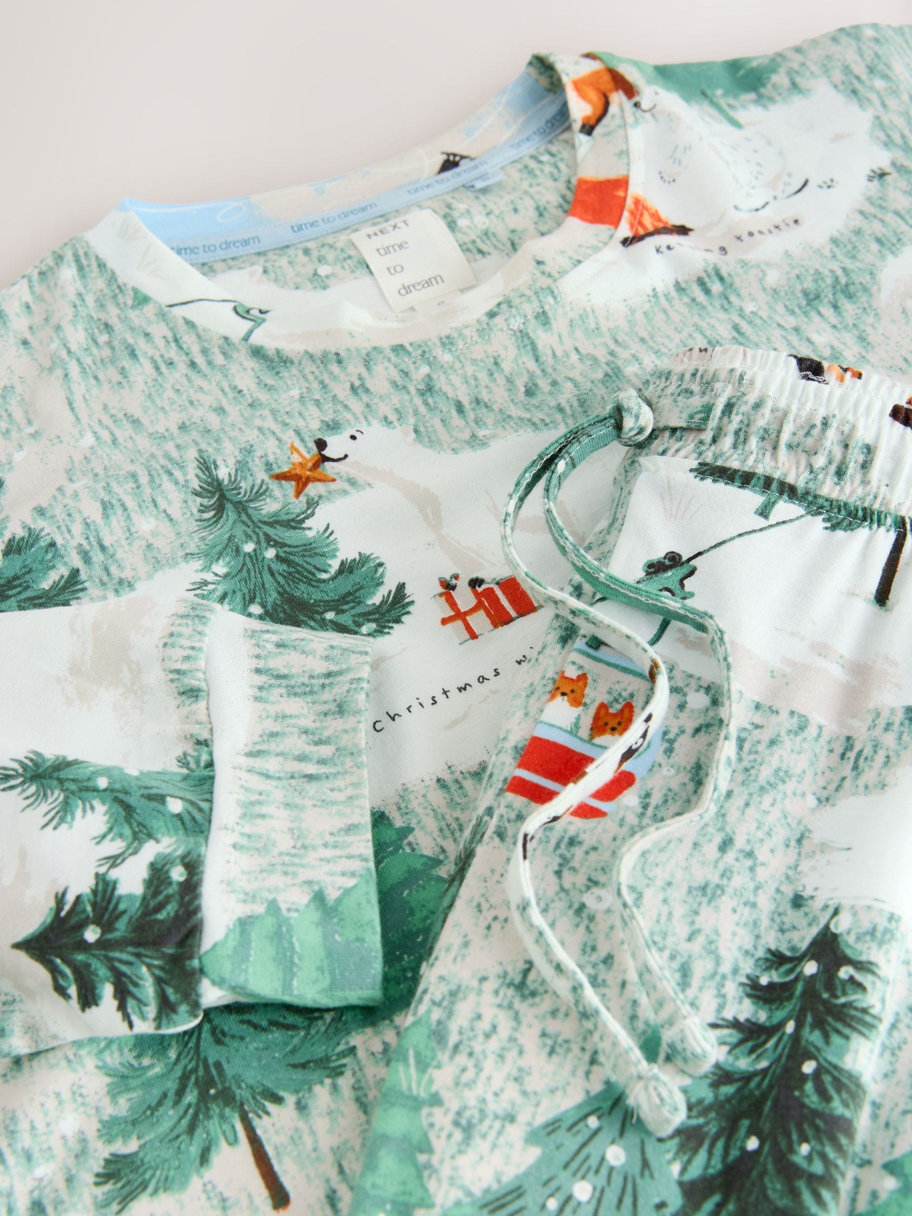 Groen sneeuwtafereel - Pyjama met lange mouwen