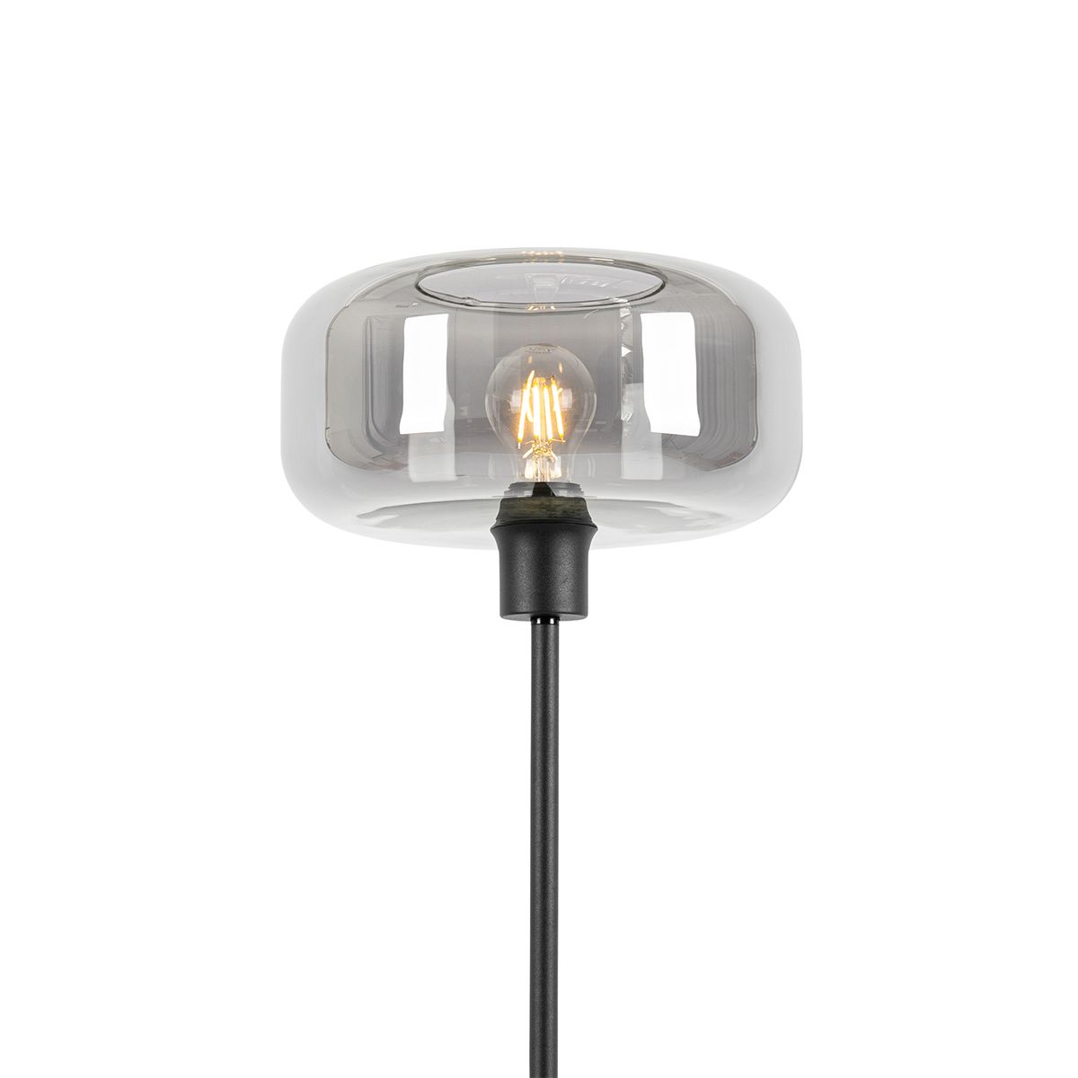 Art deco vloerlamp zwart met smoke glas - Bizle