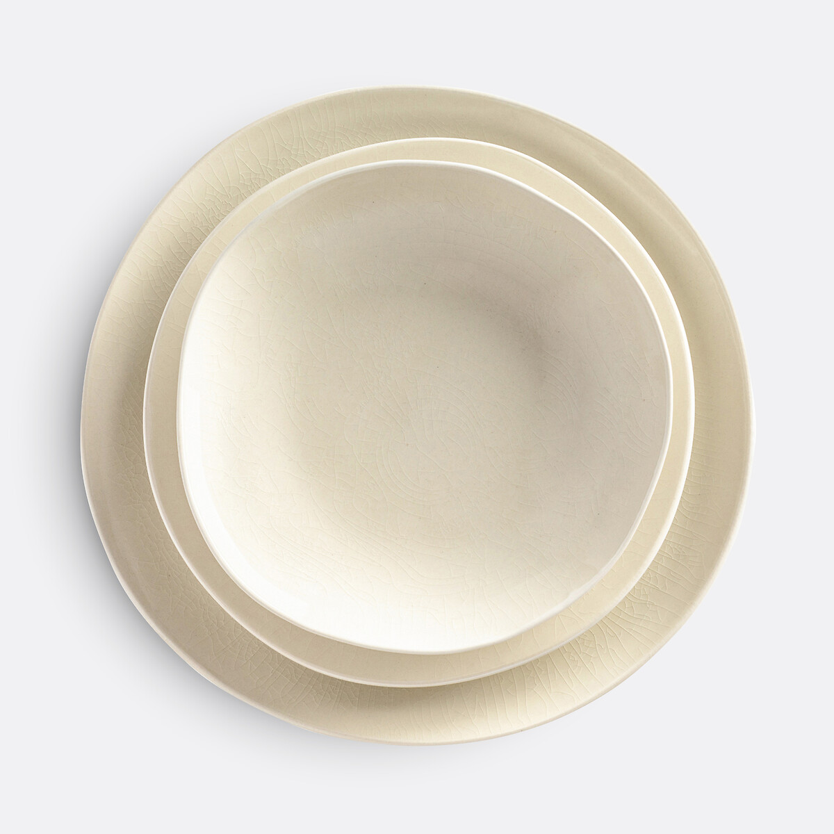 LA REDOUTE INTERIEURS<br>Conjunto de 4 pratos planos com efeito craquelado, Gogain