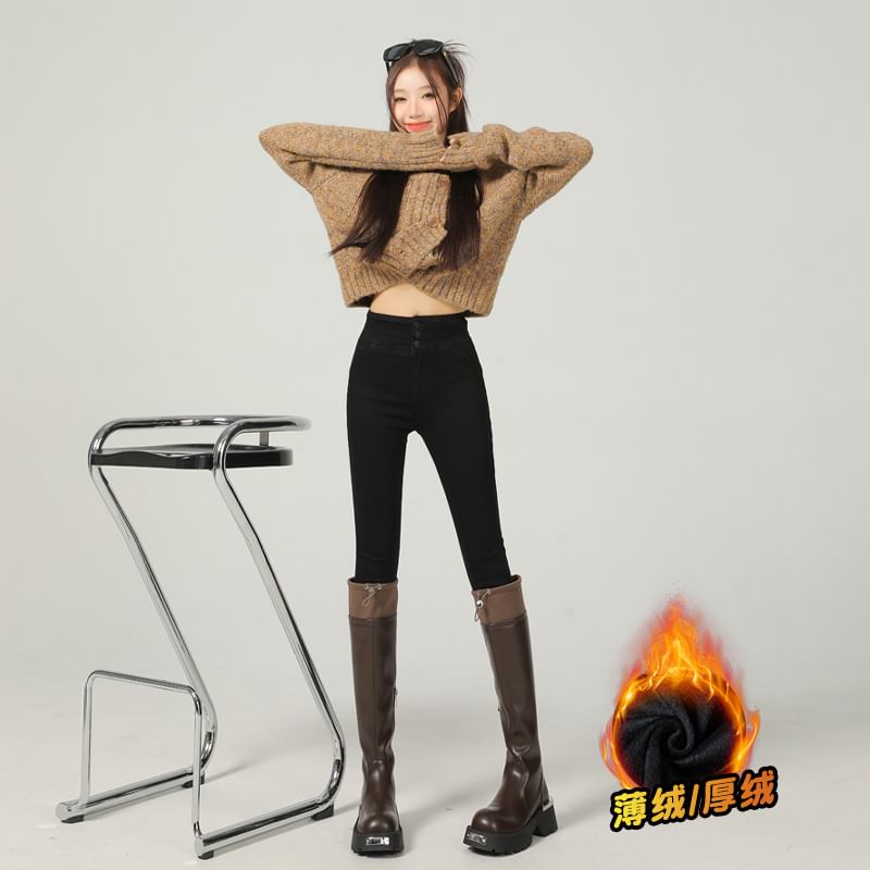 Denimot - Skinny jeans met hoge taille en fleecevoering