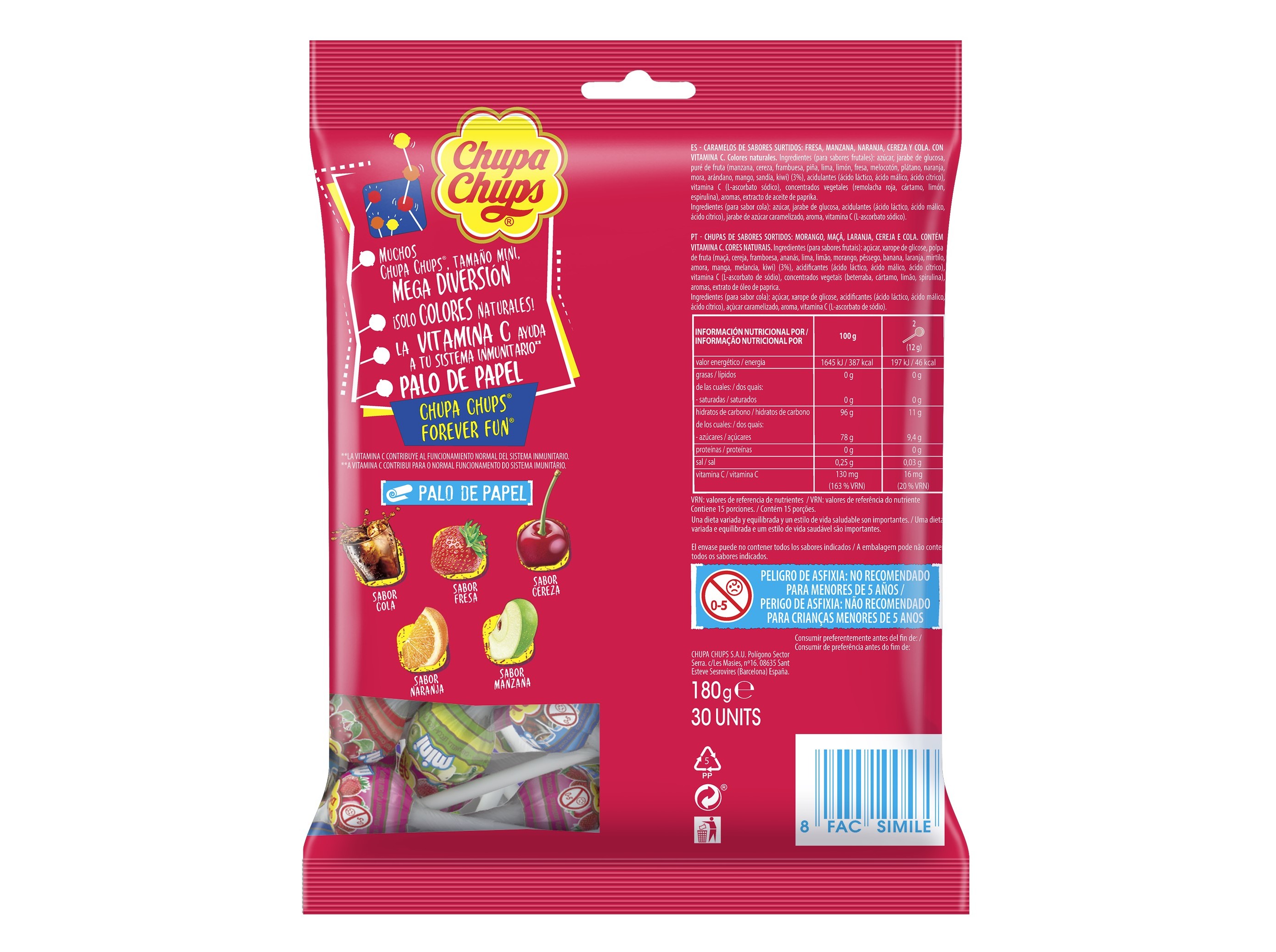 CHUPAS CHUPA CHUPS MINI BOLSA 180 G