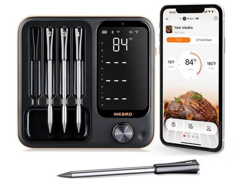 Inkbird Fleischthermometer INT-14-BW 4x drahtlose Sonden Multi-Mode, Multi-Sonde WiFi & Bluetooth Fleischthermometer