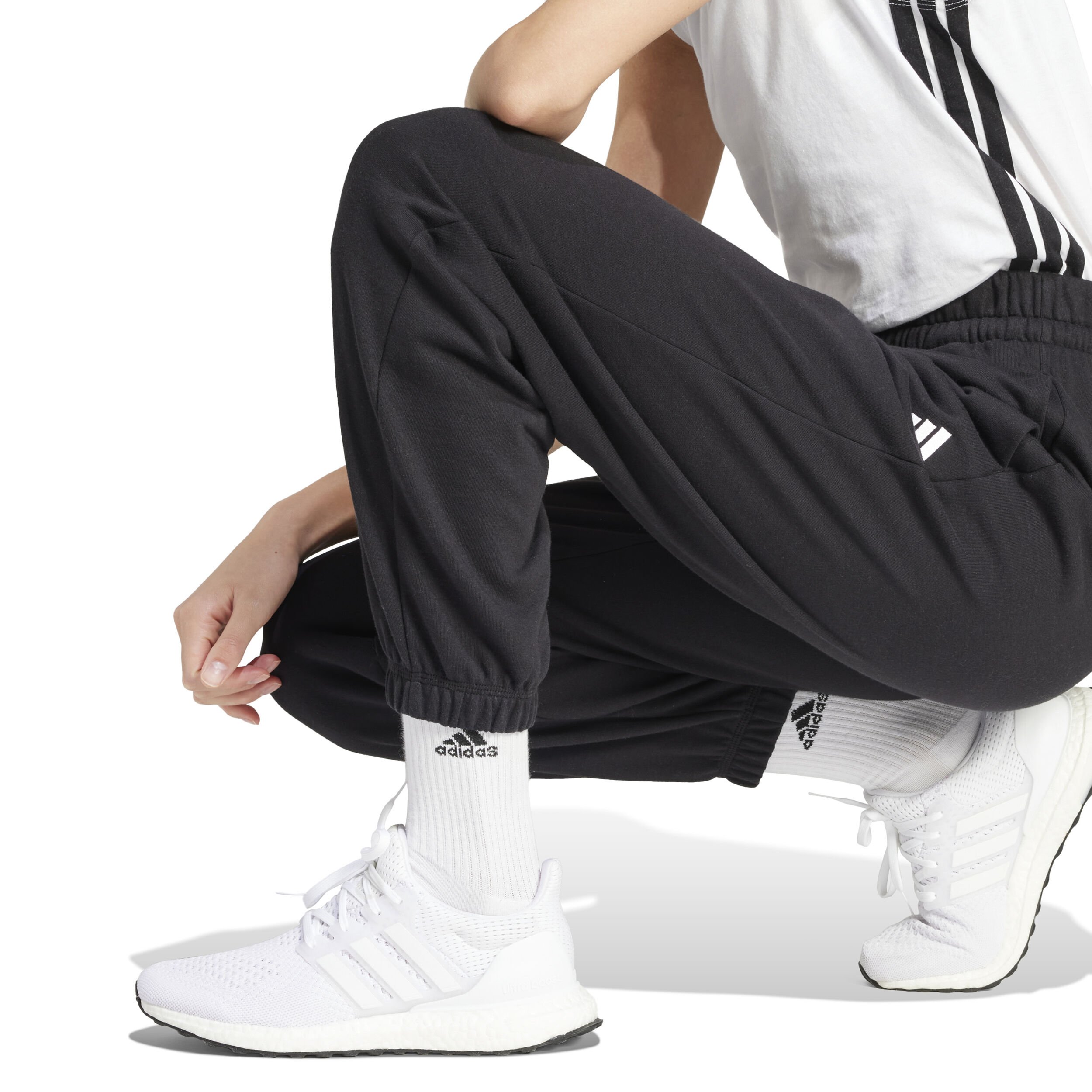 adidas Essentials Small Logo Cuffed Pantalon Survêtement Femmes - Noir