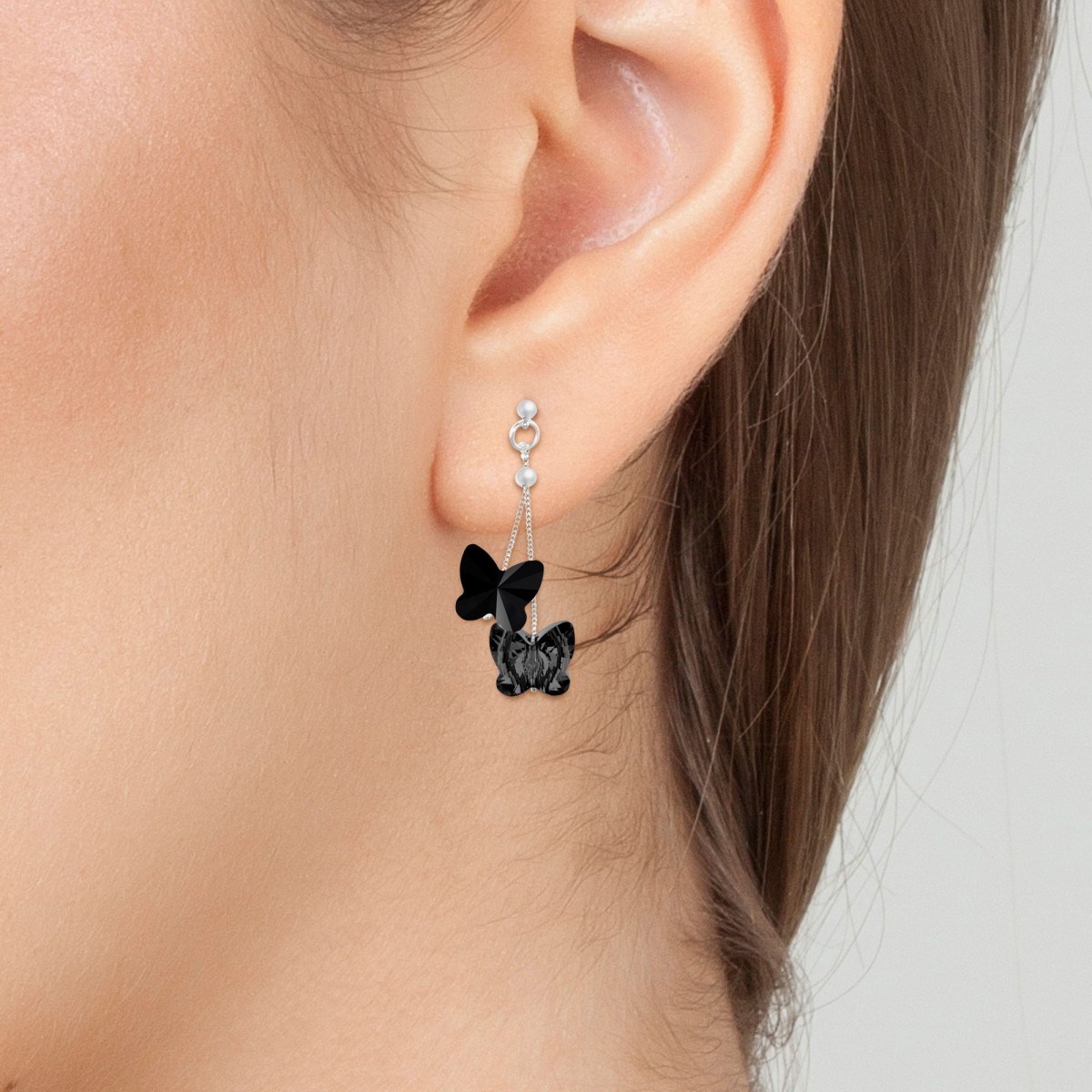Boucles d'oreilles papillons ornées de Cristaux scintillants SC Crystal
