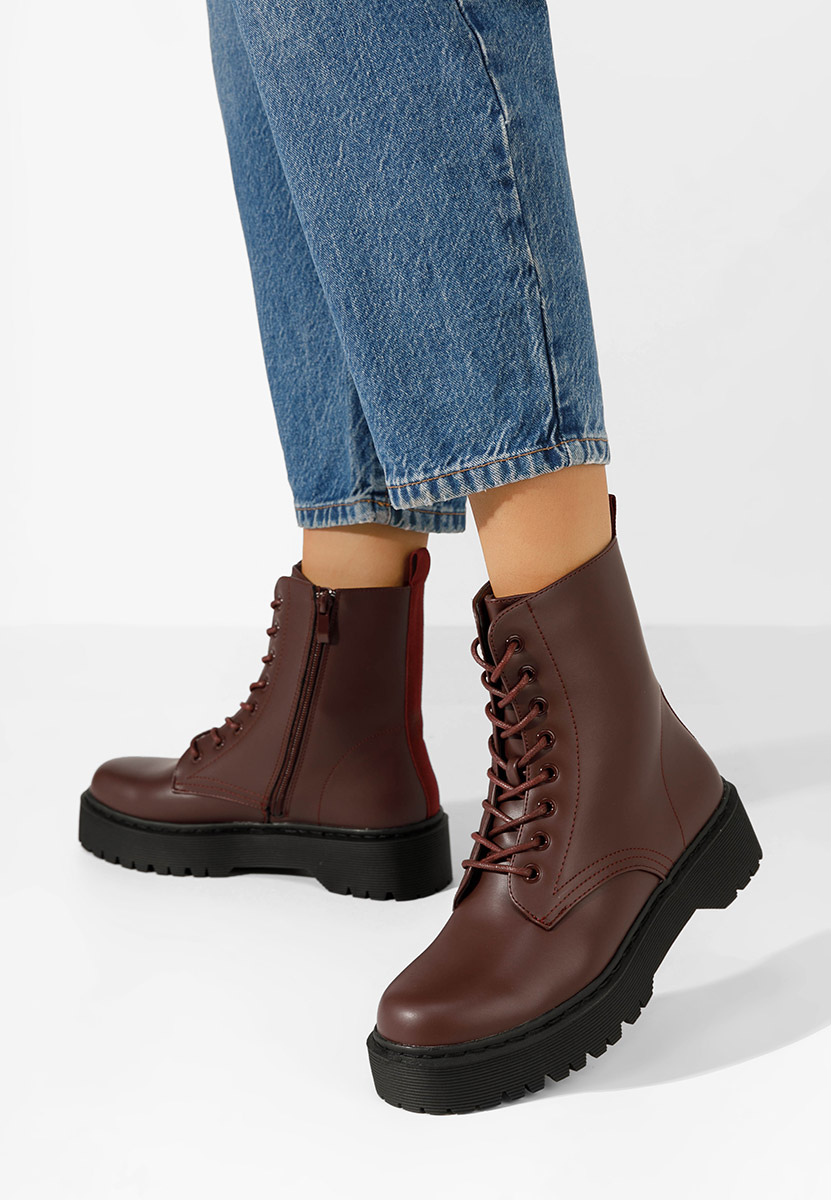 Bottines rangers femme bordeaux Marquetta V2