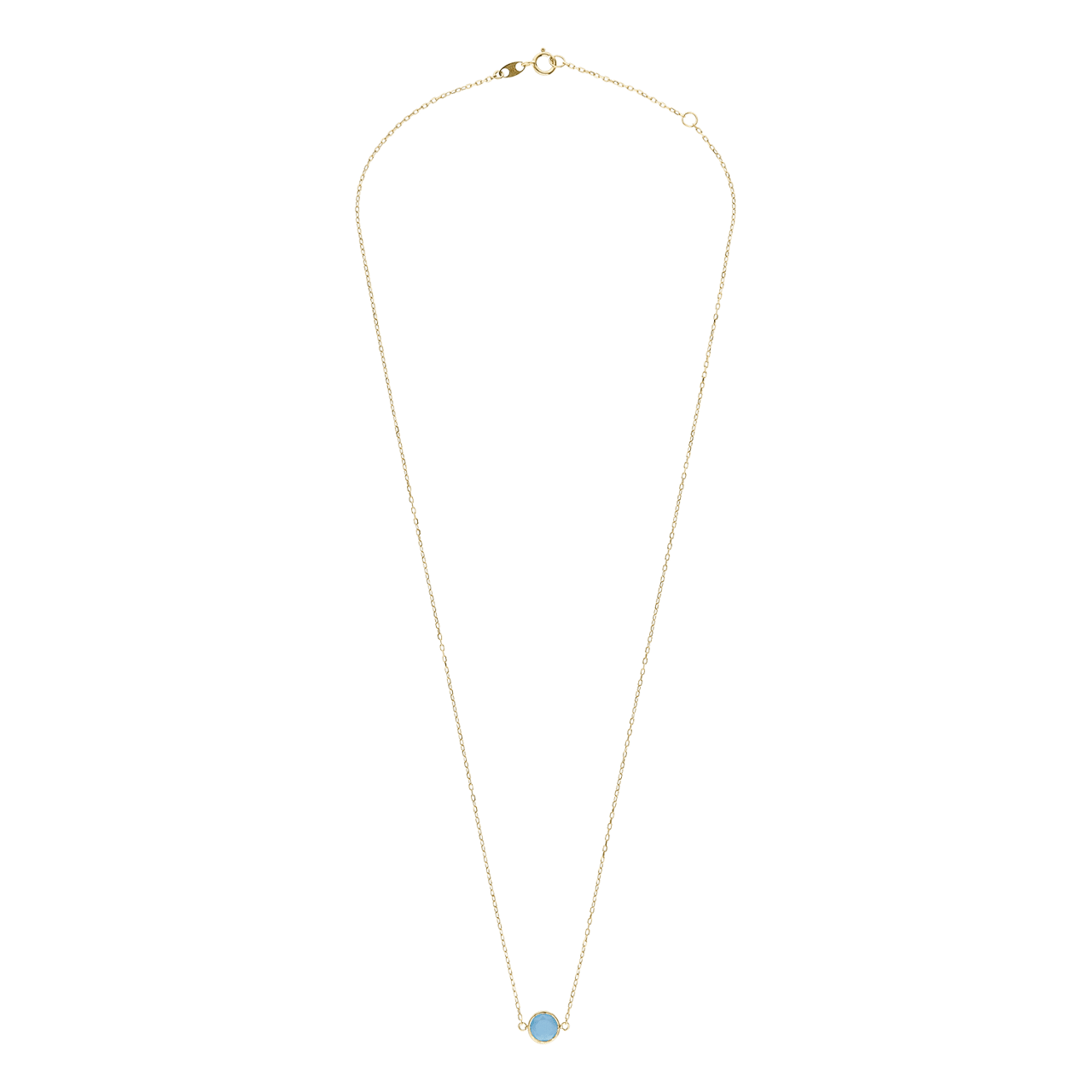 14 karaat geelgouden ketting met geboortesteen hanger December