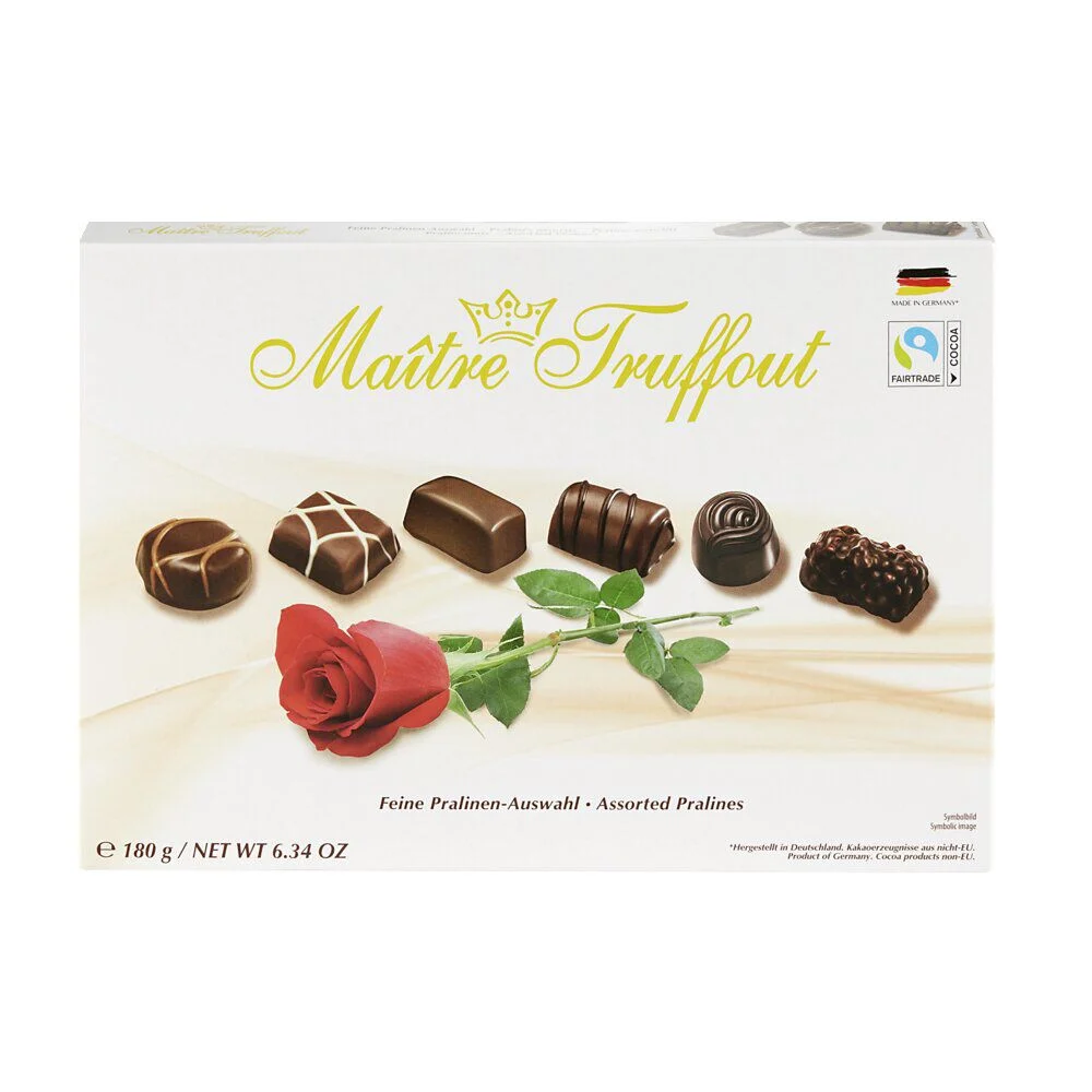 Chocolats fins Maître Truffout 180g - Boîte rose