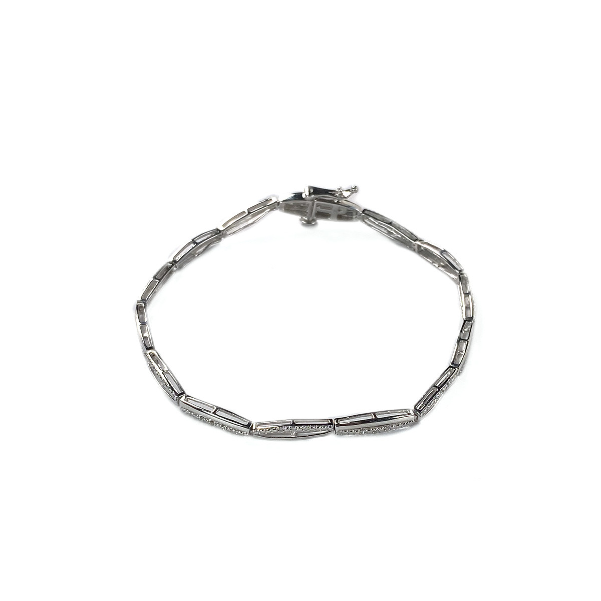 Bracelet d'occasion or 375 blanc diamants 18 cm