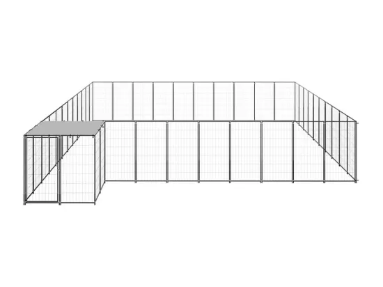 Chenil extérieur cage enclos noire 660 x 550 x 110 cm 02_0000523