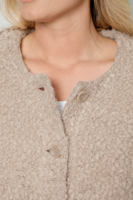 Blazer, figurumspielend, Bouclé, Rundhals, Langarm