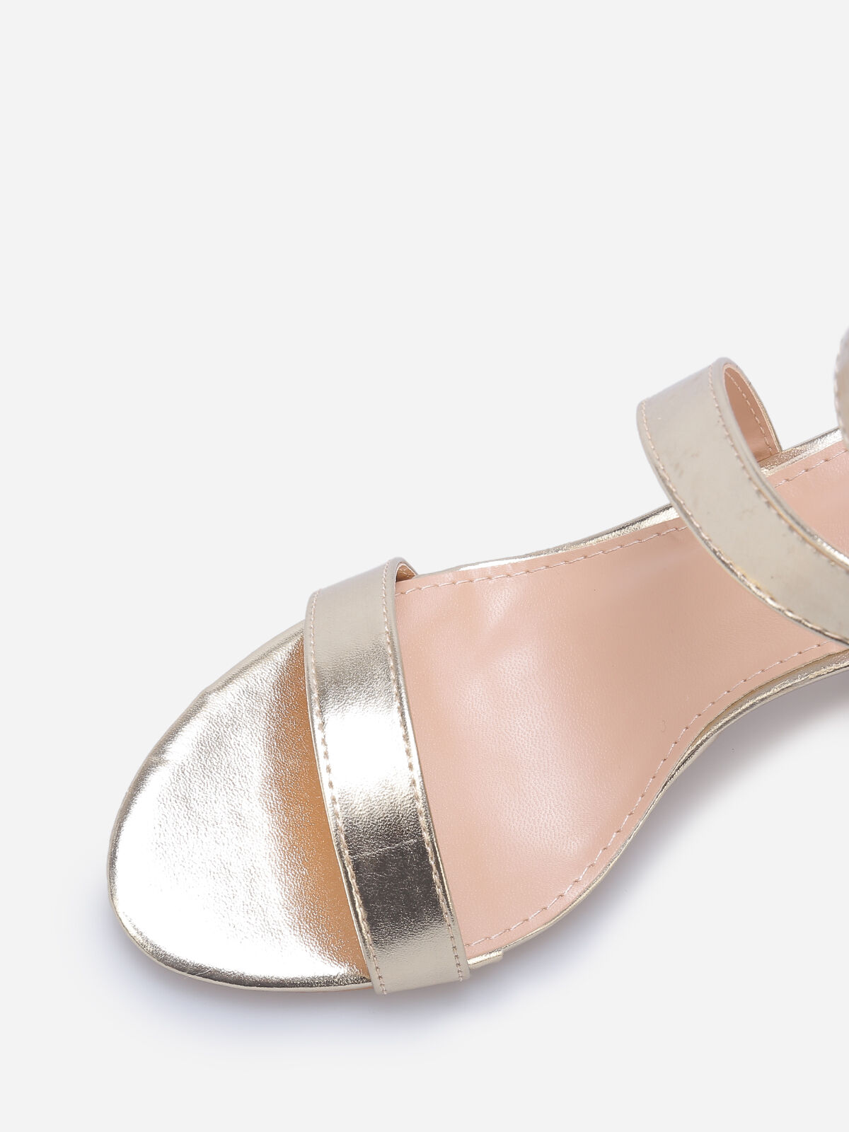 Sandales à talon avec doubles brides- Doré